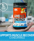 Optimum Nutrition Amino Energy Plus Electrolytes Energy Drink Powder Caffeine for PreWorkout Energy Amino Acids / BCAAs for PostWorkout Recovery Tangerine Wave 30 Servings