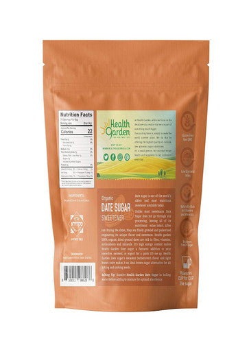 Health Garden Date Sugar (16 Oz) Organic Date Sugar Sweetener All-Natural Dried Ground Dates Rich In Vitamins And Minerals No Gluten Non-Gmo Low Glycemic Sugar Substitute (1 Lb Pack Of 1)