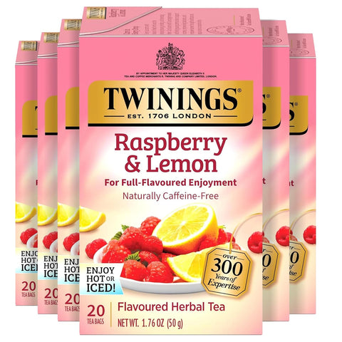 Twinings Lemon & Ginger, Caffeine-Free Herbal Tea Bags, 100 CT Box (1 Pack) | Spicy & Tangy, Ginger, Lemon Peel, Lemongrass, Blackberry Leaves, Soothe Digestion, 100 Foil Lined Individually Wrapped Bags