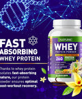 Built Nature Whey Protein Powder - 100% Pure Whey Shake With Whey Isolate, 26G Protein, No Bloating, Mixes Smooth, No Clumps Or Chunks - High Protein, Low Sugar Drink - Natural Vanilla Flavor - 24 Servings