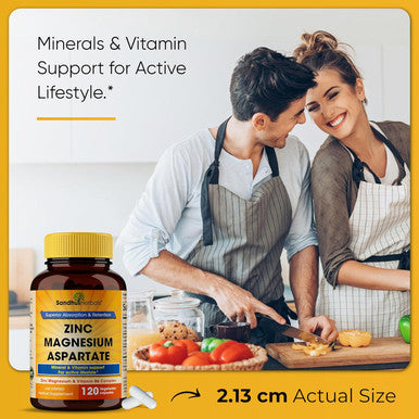 Sandhu Herbals Zinc Magnesium Aspartate Supplement 120 Capsules, Made In The Usa Recovery & Sleep Supplement, Promotes Muscle Recovery, Immune SupportVitamin B6