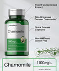 Chamomile Flower 1100mg 200 Capsules Non GMO Gluten Free Supplement by Horbaach