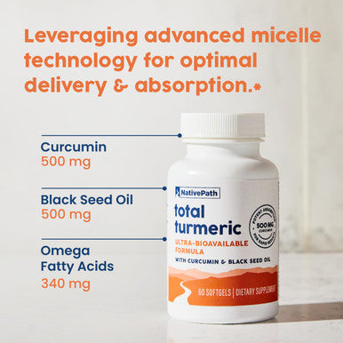 NativePath Turmeric Curcumin with Black Seed Oil - Advanced Antioxidant & Joint Support Supplement - Premium Turmeric Softgels with Enhanced High Absorption Non-GMO & Gluten-Free 60 Softgels