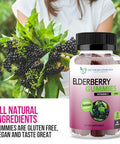 Elderberry Gummies with Zinc and Vitamin C Black Elderberry with Vitamin C and Zinc for Kids and Adults Antioxidant Supplement 60 Gummies