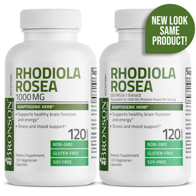 Bronson Rhodiola Rosea Vegetarian Capsules - Adaptogenic Herb - Brain, Stress & Mood Support - Non-Gmo, 120 Count