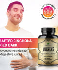 HERBALICIOUS Quinine Capsules - Cinchona Officinalis Bark Herbal Supplement For Muscle, Cramp Defense And Overall Digestive Health - All-Natural Quinine Sulfate Pills, 500Mg Per Capsule, 100 Tablets