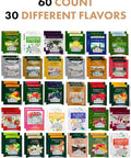 Blue Ribbon Sampler Assortment Box (60 Count) 30 Flavors Prime Tea Bags Birthday s for Tea Lovers Mom Dad Women Men Friends Coworkers