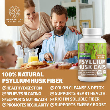 Premium Psyllium Husk Capsules All Natural Potent Powerful Soluble Fiber Supplement Helps Support Regularity Digestion 240 Caps
