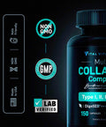 Vital Vitamins Multi Collagen Pills for Women and Men 2 Pack Hydrolyzed Collagen Peptides Type I II III V X Grass Fed Non-GMO