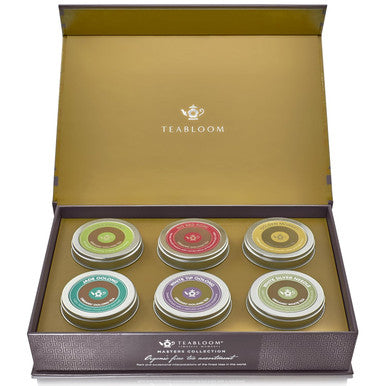 Teabloom Masters Collection - Six Rare Single-Origin Organic Loose Leaf Teas - Milky Oolong White Silver Needle Big Red Robe Golden Monkey Jade Oolong and White Tip Oolong