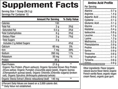 VegiDay Raw Organic PlantBased Protein by Natural Factors Vegan Protein Powder French Vanilla 2.4 Lbs