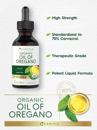 Carlyle Organic Oil of Oregano | 2 fl oz Liquid | Vegan | Non-GMO Gluten Drops