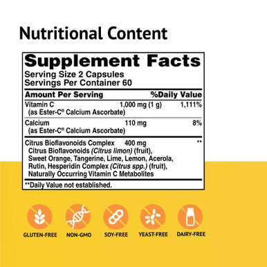 American Health Ester-C With Citrus Bioflavonoids - 500 Mg - 120 Capsules (Pack Of 2)