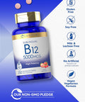 Carlyle Vitamin B12 5000mcg | 250 Fast Dissolve Tablets | Natural Berry Flavor | Vegetarian Non-GMO Gluten