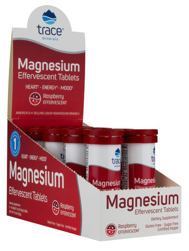 Trace Minerals Magnesium Effervescent Tablet, 80 Servings, Raspberry Flavor, Heart, Energy, Mood, Ph