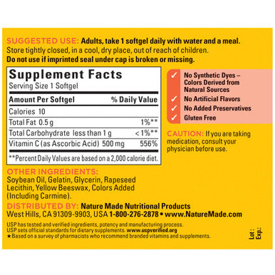 Nature Made Vitamin C 500 Mg Softgels 60 Count To Help Support The Immune System
