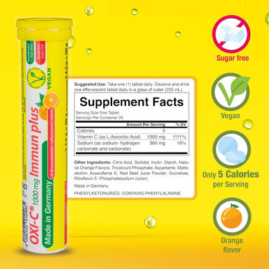 T&D German Immun Boost Package 60 Servings - Vegan, Zero Sugar - Drink Effervescent Tablets - Vitamin C, Zinc, Multivitamin Pharma - Made In Germany