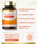 Carlyle Prebiotic & Probiotic | 25 Billion CFU | 60 Capsules | for Women & Men | Powder Pills | Vegetarian Non-GMO & Gluten Supplement