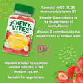 Chewy Vites Adult High Strength Vitamin D3 60 Vitamin D Gummies 25 micrograms 1000 IU 2 Months Supply Vegan Real Fruit Juice Strawberry Flavour