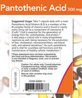 NOW Supplements, Pantothenic Acid 500 mg, 250 Capsules