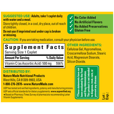 Nature Made Vitamin C 500 Mg Caplets 100 Ct
