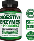 Digestive Enzymes with Probiotics Multi Enzyme Nutritional Supplement Acidophilus Bromelain Papaya Papain Lipase Lactase Improve Digestion 120 Pills Arazo Nutrition