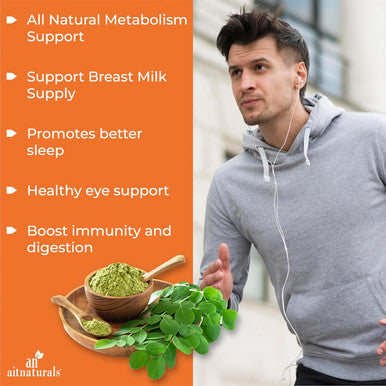 Aitnaturals Organic Moringa - 500 mg (120 Capsules) Rich Antioxidant formula Support Joint & Bone Health Boost Immunity & Digestion Promote Better Sleep Eye Skin & Hair Health Mobility | Non-GMO