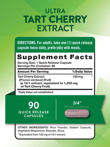 Nature's Truth Tart Cherry Extract Capsules Non-Gmo & Gluten Supplement 90 Count