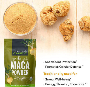Viva Naturals Organic Maca Powder Gelatinized Maca Powder Organic Pervuian Superfood Traditionally Used for Energy Certified Organic Gluten Free and Non GMO 1 lb Bag
