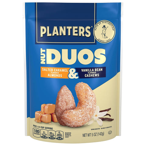 PLANTERS Nut Duos, Peppercorn Pistachios & Parmesan Cashews, Roasted, 5 Oz | Flavored Nuts. 0g Trans Fat. Plant Based Protein. Resealable Bag. Snacks for Adults. Party Mix, Party Snacks