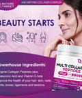Nature Target Multi Collagen Peptides Powder - Type I, Ii, Iii, V, X - Hydrolyzed Collagen Peptides With Vitamin C Hyaluronic