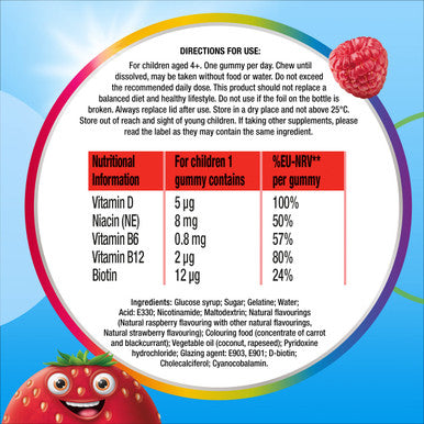 Centrum Multivitamins For Kids Bones & Teeth Vitamins With 5 Essential Nutrients Including Vitamin D Mixed Berry Natural Fruit Flavour 30 Multigummies (Packaging May Vary)