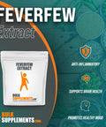 BulkSupplements Feverfew Extract - Feverfew Flower Extract - Feverfew Herb Supplement - Fever Few Extract Powder - Brain Herbs Supplement (500 Grams - 1.1 lbs)