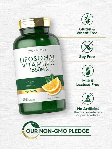 Carlyle Liposomal Vitamin C 1650mg | 250 Softgels | High Potency | Non-GMO, Gluten Free