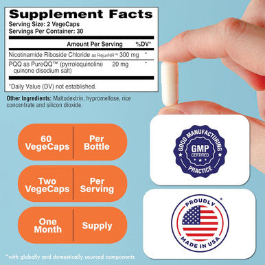 Health Thru Nutrition Nad+ Activator Nr With Pqq 300Mg Nicotinamide Riboside + 20Mg Pqq Mitochondria Maximizer Non-Gmo Pack Of 60