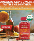 Organic Apple Cider Vinegar Gummies (60 Gummies) - ACV Gummies with The Mother, Supports Healthy Digestion & Provides Antioxidant-Like Support, Crisp Apple Flavor