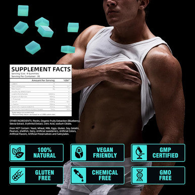 Creatine Monohydrate Gummies 5G For Men & Women - 120 Sugar Gummies With Magnesium Glycinate, L-Threonate, L-Taurine + Vitamin B12 For Muscle Support, Energy Boost, (Blueberry Flavor)