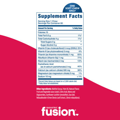 Bariatric Fusion Strawberry Blast Calcium Citrate Soft Chews 60 Soft Chews