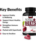 Force Factor Total Beets Beetroot Superfood Formula with Beet Root Powder, Beet Supplement with Vitamins, Minerals, and Antioxidants, Immune Support Supplement, 90 Vegetable Capsules