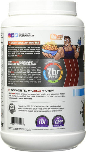 Fusion Muscle Prozilla - SUSTAINED RELEASED PROTEIN Blend - 26g Protein Per Serving, CINNAMON CRUNCH, 25 Servings