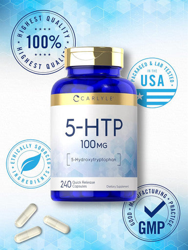 Carlyle 5HTP | 100mg | 240 Capsules | 5 Hydroxtryptophan | Non-GMO & Gluten Supplement