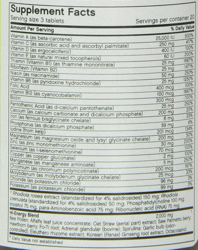 Futurebiotics Hi Energy Multi for Men, 60 Vegetarian Tablets