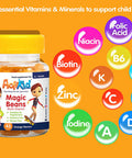Actikid Magic Beans Multivitamin 45X Orange Flavour, Gelatine Free, Vitamins For Children, Immune System Booster, Halal
