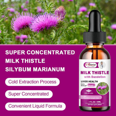 Liver Health Support Liquid, 1000Mg Milk Thistle 80% Silymarin Extract & 250Mg Dandelion Root Extract, Liver Cleanse Detox & Repair Fatty Liver Formula, Vegan, Non-Gmo And All-Natural