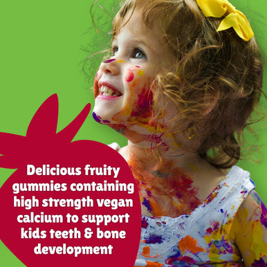 Chewy Vites Kids Calcium and Vitamin D3 60 Kids Calcium Gummies Help Support Healthy Bones and Teeth 2 Months Supply Real Fruit Juice Vegan Age 3 + Strawberry Flavour