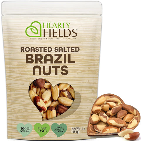 NUT CRAVINGS - Brazil Nuts Roasted & Salted - No Shell, Whole (16oz - 1 LB) Packed Fresh in Resealable Bag - Healthy Protein Food Snack, Food Assortments