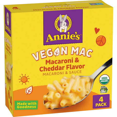 Annie's Vegan Mac and Cheddar Flavor Pasta and Sauce, Organic, Plant Based, Dinner Side or Snacks, 6 oz