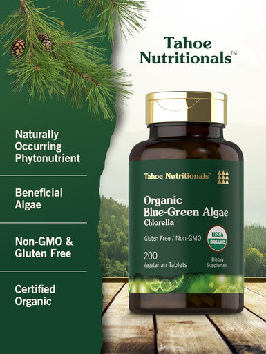 Carlyle Chlorella Blue Green Algae 250mg | 200 Tablets | Vegetarian Non-GMO Gluten Supplement | Tahoe Nutritionals