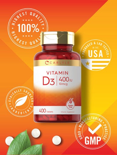 Carlyle Vitamin D3 | 400Iu (10Mcg) | 400 Tablets | Value Size | Vegetarian, Non-Gmo, And Gluten Free Formula | Vitamin D Suppleme