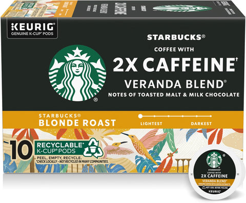 Starbucks K-Cup Coffee Pods, Starbucks Blonde Roast Hot or Iced Coffee, Veranda Blend, 60 Keurig Pods